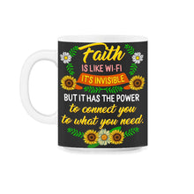 Load image into Gallery viewer, Faith Shirt, Faith Is Like A Wi-Fi Floral Tee, Funny Christian Gift, - 11oz Mug - Black on White