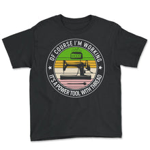 Load image into Gallery viewer, Sewing Shirt, Of Course I'm Working It's A Power Tool With Thread Tee - Youth Tee - Black