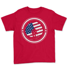 Load image into Gallery viewer, 4th Of July Shirt, Black Girl African American Afro Flag Independence - Youth Tee - Red