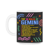 Load image into Gallery viewer, Zodiac Sign Shirt, Top 10 Rules Of Gemini Tee, Horoscope Astrology - 11oz Mug - Black on White