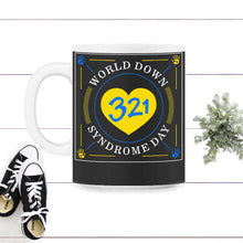 Load image into Gallery viewer, World Down Syndrome Day Shirt, 321 Heart Down Syndrome Awareness, - 11oz Mug - Black on White