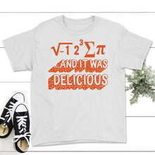 Load image into Gallery viewer, Pi Day Shirt, I Ate Sum Pi Equation, Math Teacher Gift, 3.14 Math - Youth Tee - White