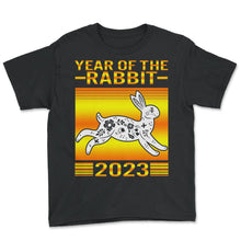Load image into Gallery viewer, Chinese Zodiac Shirt, 2023 Year Of The Rabbit Floral Tee, Rabbit - Youth Tee - Black