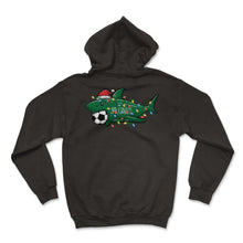 Load image into Gallery viewer, Christmas Shirt, Santa Shark Soccer Jersey Football Lights Saudi - Hoodie - Black