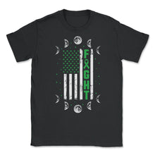 Load image into Gallery viewer, Mental Health Awareness Shirt, Fight Green Ribbon American Flag Moon - Unisex T-Shirt - Black