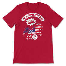 Load image into Gallery viewer, 4th Of July Shirt, All American Girl Unicorn Flag Independence Day - Unisex T-Shirt - Red