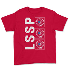 Load image into Gallery viewer, LSSP Sunflower 4th Of July T Shirt - Youth Tee - Red