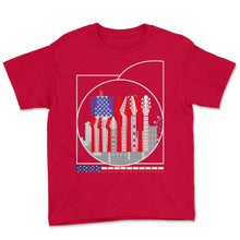Load image into Gallery viewer, 4th Of July Shirt, Guitar Vintage America Flag Rock Independence Day - Youth Tee - Red