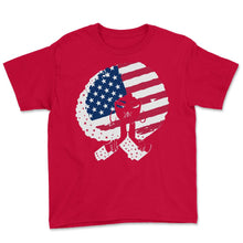 Load image into Gallery viewer, 4th Of July Shirt, Black Girl African American Afro Flag Independence - Youth Tee - Red