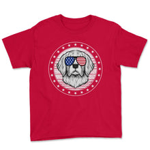 Load image into Gallery viewer, 4th Of July Shirt, Golden Retriever Sunglasses Dog Lover Independence - Youth Tee - Red