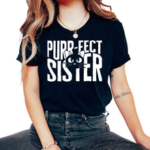 Load image into Gallery viewer, Sister Shirt, Purr Fect Sister Cat Whiskers Tee, Sister Cat Lover - Unisex T-Shirt - Black