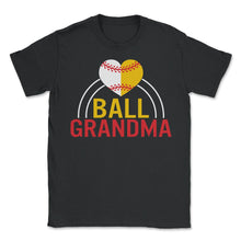 Load image into Gallery viewer, Baseball Shirt, Ball Grandma Baseball Heart Tee, Baseball Mom - Unisex T-Shirt - Black