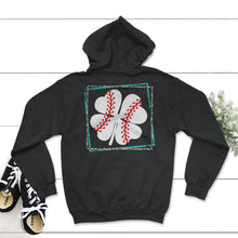 Load image into Gallery viewer, Baseball St Patricks Day, Four Leaf Clover Baseball Lover Gift, Men - Hoodie - Black