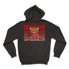 Load image into Gallery viewer, Valentines Shirt, Happy Valentines Day Cute Bear Hugging Red Heart - Hoodie - Black