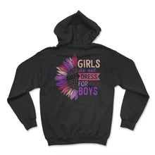 Load image into Gallery viewer, Feminist Shirt, Girls Do Not Dress For Boys Sunflower Girl Power - Hoodie - Black