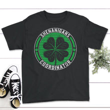 Load image into Gallery viewer, St. Patricks Day Shirt, Shenanigans Coordinator, Irish Teacher Lucky - Youth Tee - Black