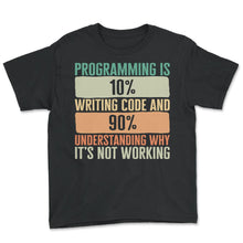 Load image into Gallery viewer, Programmer Shirt, Programming Is 10 Writing Code And 90 Understanding - Youth Tee - Black