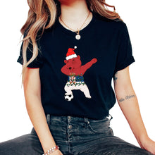 Load image into Gallery viewer, Soccer Boy Dabbing Polar Bear Christmas Hat Lights Serbia Shirt, - Unisex T-Shirt - Black