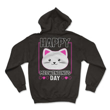 Load image into Gallery viewer, Valentines day Shirt, Happy Meowentine's Day Cute Cat Heart Tee, - Hoodie - Black