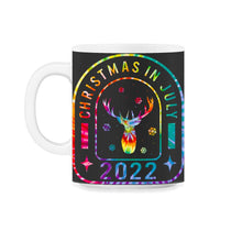 Load image into Gallery viewer, Christmas In July 2022 Shirt, Merry Reindeer Snow Christmas Cute - 11oz Mug - Black on White