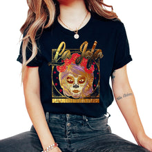 Load image into Gallery viewer, Dia De Los Muertos Shirt, La Jefa Sugar Skulls Red Floral Tee, - Unisex T-Shirt - Black