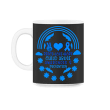 Load image into Gallery viewer, Child Abuse Prevention Month Shirt, Peace Love Hope Tee, Blue Ribbon - 11oz Mug - Black on White