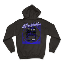 Load image into Gallery viewer, Police Shirt, Back The Blue Messy Bun US Flag Tee, Proud Police Mom - Hoodie - Black