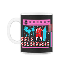 Load image into Gallery viewer, Christmas In July Shirt, Mele Kalikimaka Hawaii Santa Surf Board - 11oz Mug - Black on White