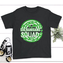 Load image into Gallery viewer, St. Patricks Day Shirt, Shenanigans Squad Tee, Irish Lucky St. Pattys - Youth Tee - Black