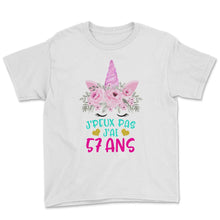 Load image into Gallery viewer, Enfant T Shirt 57 Ans Fille Anniversaire Cadeau Licorne T Shirt copy - Youth Tee - White