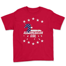 Load image into Gallery viewer, 4th Of July Shirt, All American Girl Unicorn Flag Independence Day - Youth Tee - Red