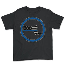 Load image into Gallery viewer, Police Shirt, Massachusetts Map USA Flag Design Tee, Massachusetts - Youth Tee - Black