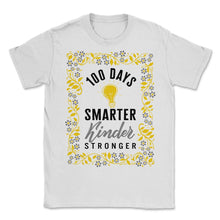 Load image into Gallery viewer, School Shirt, 100 Days Smarter Kinder Stronger Floral Tee, Kinder - Unisex T-Shirt - White