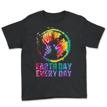Load image into Gallery viewer, Earth Day Everyday World's Map Nature Pine Tree Green Preserve - Youth Tee - Black