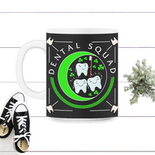 Load image into Gallery viewer, St. Patricks Day Shirt, Dental Squad, Irish Cute Tooth Leprechaun Hat - 11oz Mug - Black on White