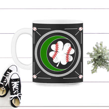 Load image into Gallery viewer, Baseball St Patricks Day, Four Leaf Clover Baseball Lover Gift, Men - 11oz Mug - Black on White