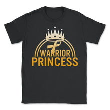 Load image into Gallery viewer, Childhood Cancer Awareness Shirt, Warrior Princess Survivor Ribbon - Unisex T-Shirt - Black