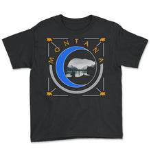 Load image into Gallery viewer, Glacier National Park, Retro Glacier Montana Grizzly Bear Souvenir - Youth Tee - Black