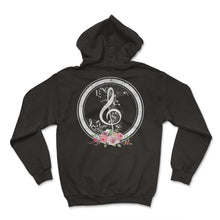 Load image into Gallery viewer, Music Shirt, Cut Music Notes Clef Floral Tee, Music Teacher Musical - Hoodie - Black