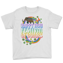 Load image into Gallery viewer, Happy Holi Festival Shirt, Festival Of Colors, Holi Festival Lover - Youth Tee - White