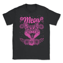 Load image into Gallery viewer, 80's Neon Cat Meow Shirt, Cat Lover Gift Tee, Furry Animals 1980's - Unisex T-Shirt - Black