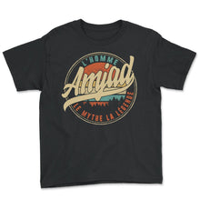 Load image into Gallery viewer, Amjad L'homme Le Mythe La Légende Humour T Shirt copy - Youth Tee - Black