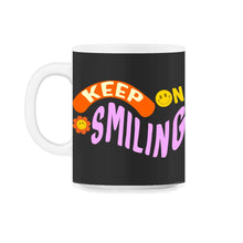Load image into Gallery viewer, Positivity Shirt, Keep On Smiling Smiley Tee, Trendy Aesthetic - 11oz Mug - Black on White
