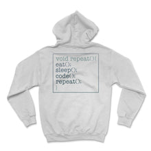 Load image into Gallery viewer, Programmer Shirt, Void Repeat Eat Sleep Code Repeat Tee, Coding Coder - Hoodie - White