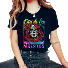 Load image into Gallery viewer, Dia De Los Muertos Shirt, Garbancera Catrina Flores Floral Skull - Unisex T-Shirt - Black