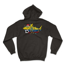 Load image into Gallery viewer, Christmas Shirt, Santa Shark Soccer Jersey Football Lights Ecuador - Hoodie - Black