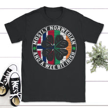 Load image into Gallery viewer, Mostly Norwegian And A Wee Bit Irish, St. Patricks Day Shirt, Lucky - Unisex T-Shirt - Black
