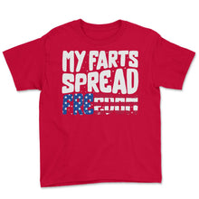 Load image into Gallery viewer, 4th Of July Shirt, My Farts Spread Freedom Funny America Flag - Youth Tee - Red