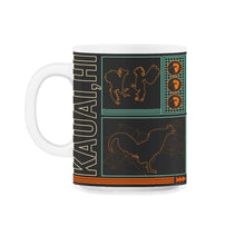 Load image into Gallery viewer, Kauai Hi Shirt, Kauai Rooster Design Tee, Wild Feral Chicken Hawaii - 11oz Mug - Black on White
