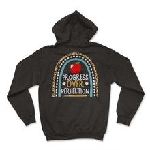 Load image into Gallery viewer, Progress Over Perfection Leopard Inspirational Shirt, Apple Pencil - Hoodie - Black